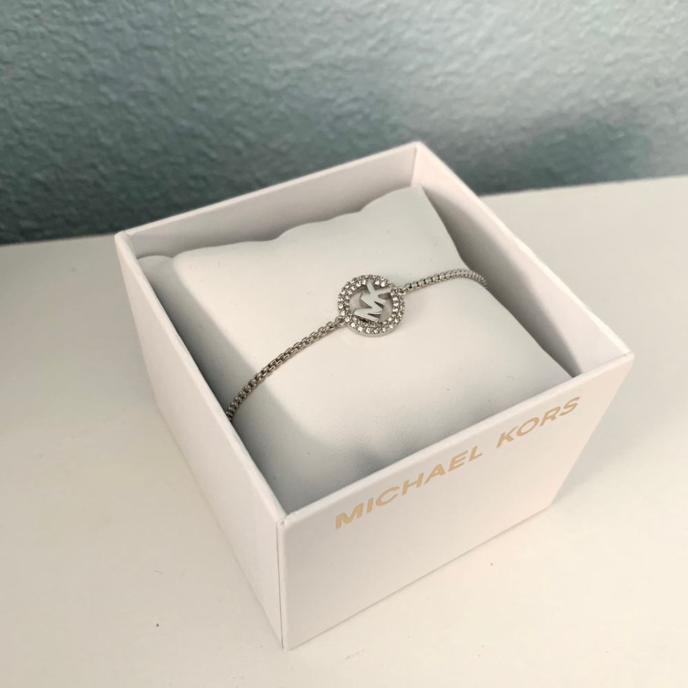 NWT authentic MK rhodium plated slider bracelet - Picture 2 of 6